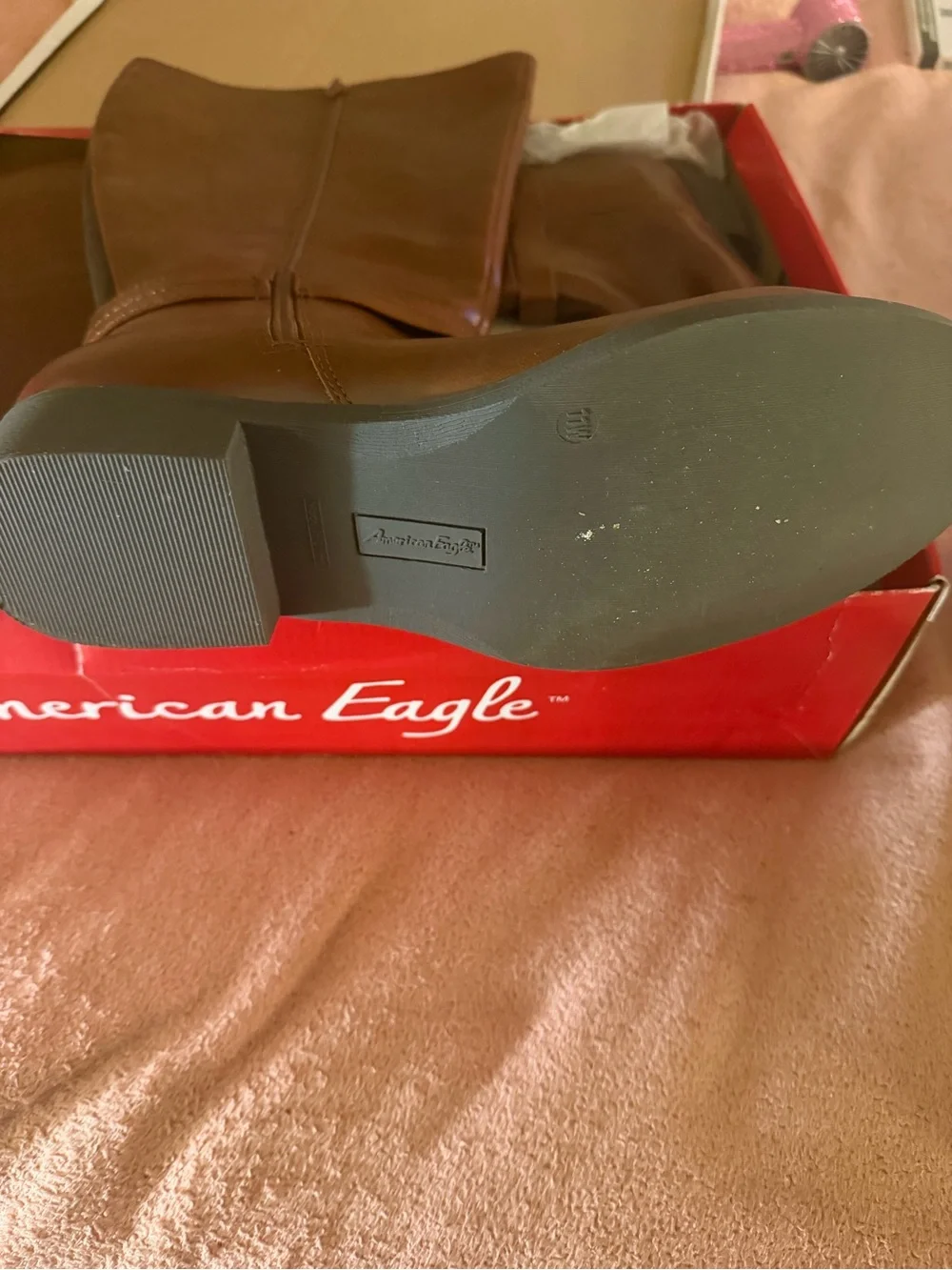 American Eagle Outfitters Tall Brown Leather Buckle Boots